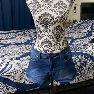 Stretchy denim booty lifting shorts